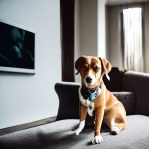 chien sur un canapé dans un appartement